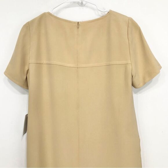 Jones New York Creamy Tan 100% Silk Minimalist Neutral Shift Dress NEW - Picture 7 of 14